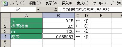 CONFIDENCE関数の使用例