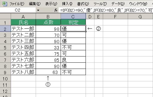 IF関数の使用例