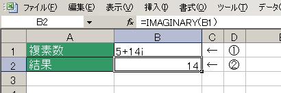 IMAGINARY関数の使用例