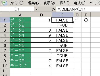 ISBLANK関数の使用例